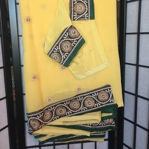 Yellow saree with blouse